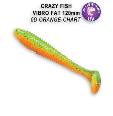 Crazy Fish Vibro Fat 12см Силиконова примамка 5D Orange Chart