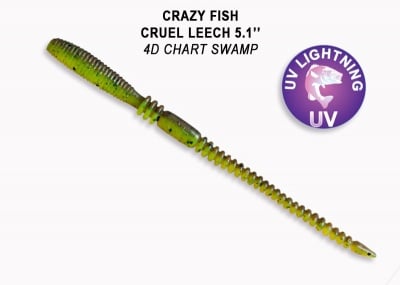 Crazy Fish Cruel Leech 13см Силиконова примамка 4D Chart Swamp
