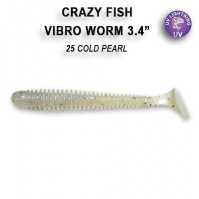 Crazy Fish Vibro Worm 8.5см Силиконова примамка  25 Cold Pearl