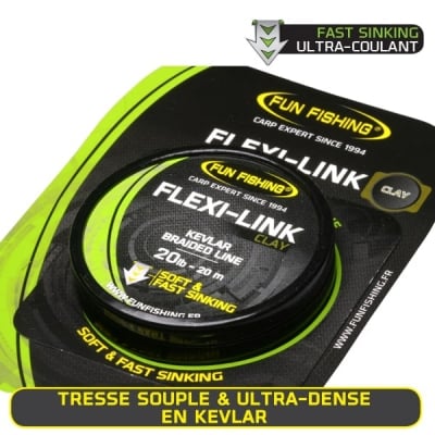 Fun Fishing Flexi Link Kevlar Braidet Line Шаранджийски плетен повод 20м 25lb Clay