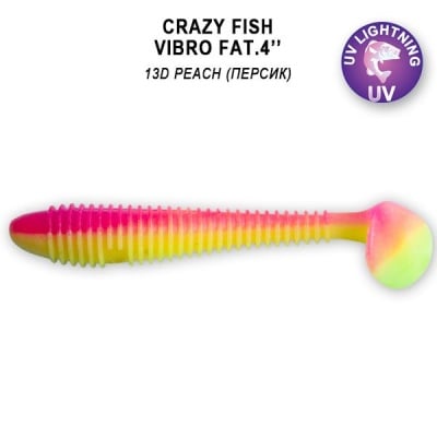 Crazy Fish Vibro Fat 10см Силиконова примамка 13D Peach