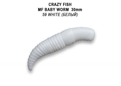 Crazy Fish MF Baby Worm Floating 3см Силиконова примамка 59 White