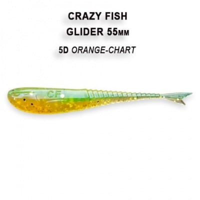 Crazy Fish Glider 5.5см Силиконова примамка 5D Orange Chart