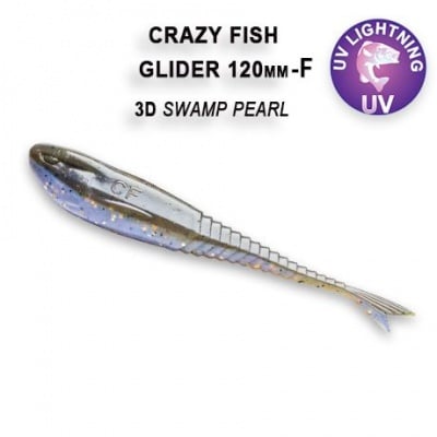 Crazy Fish Glider 12см Floating Силиконова примамка 3D Swamp Pearl
