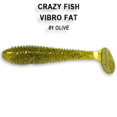 Crazy Fish Vibro Fat 7.1см Силиконова примамка 01 Olive