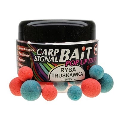 Profess Boilies Carp Signal Fluo POP UP 10/15мм Протеинови топчета 200мл Ягода и Риба