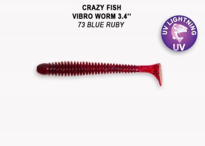 Crazy Fish Vibro Worm 8.5см Силиконова примамка 73 Blue Ruby